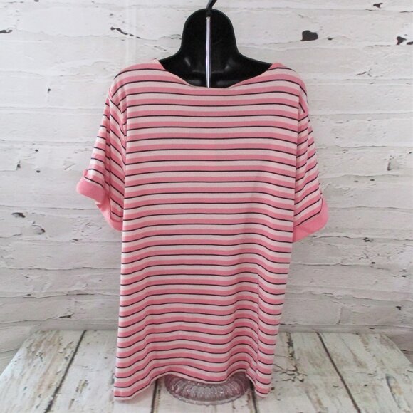 Karen Scott Plus Striped Pullover Cotton Top - Picture 3 of 6